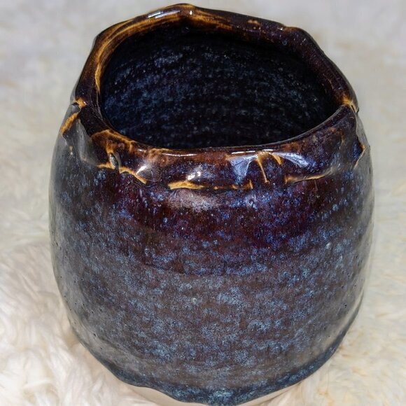 Handmade Ceramic Glazed Vase Tumbler Decor Signed by Artist - Picture 4 of 9